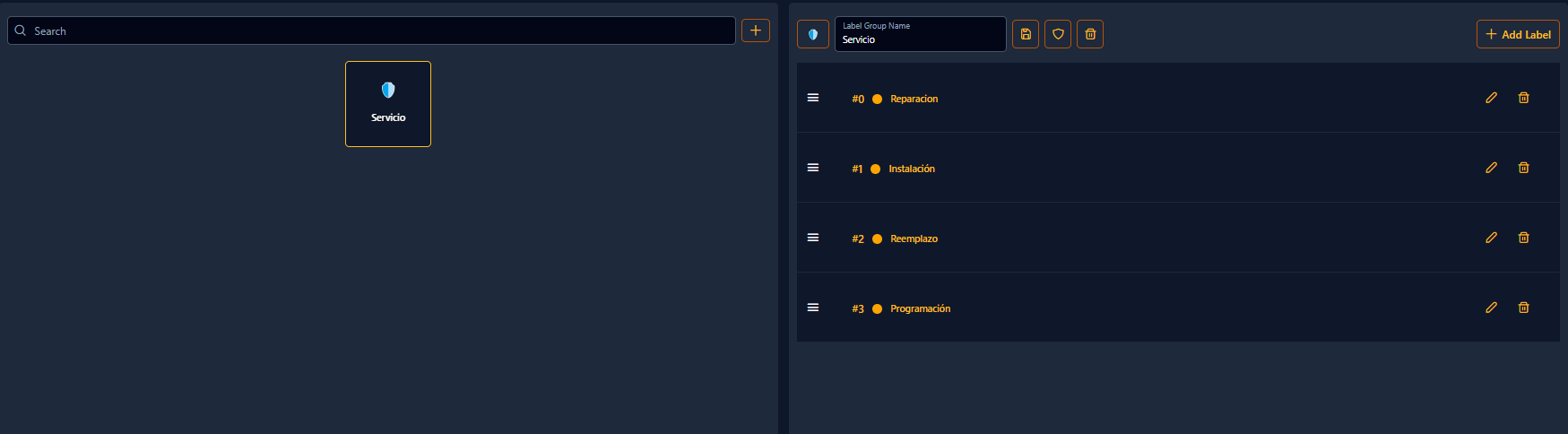 Etiquetas y grupos de etiquetas