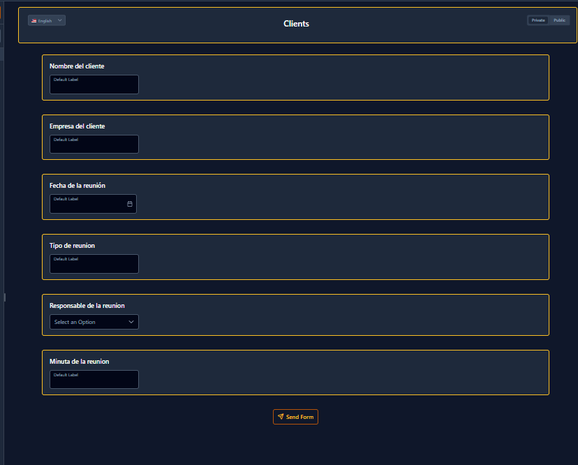 Menú Nexus configurar formulario
